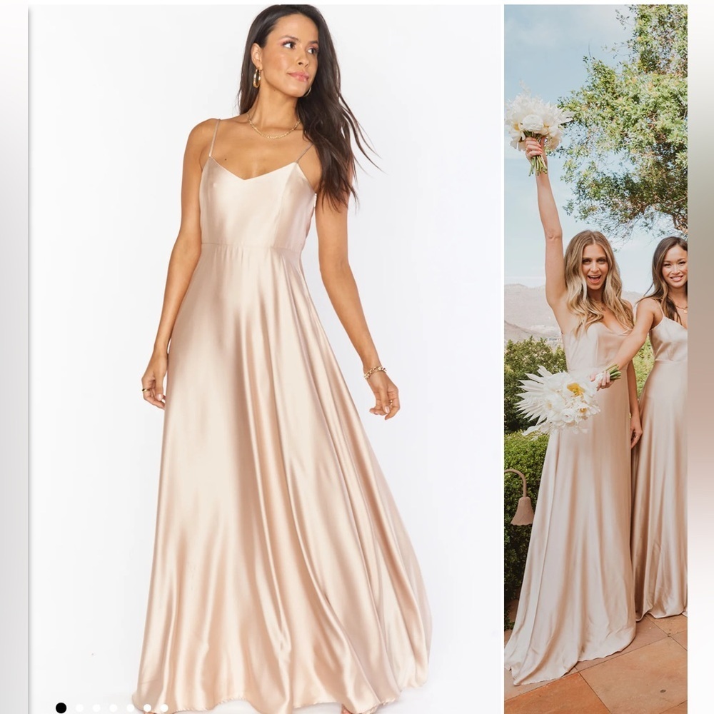 Show Me Your Mumu Satin Slip Dress in Champagne size XXS.
